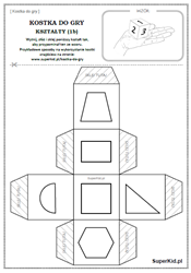 kostka do gry - figury: trapez, prostokąt, kwadrat, romb, trójkąt prostokątny, półkole