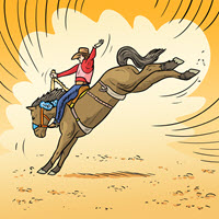 Kofenek poznaje planetę Ziemię - Ilustracja do odcinka 172: Rodeo – Ujeżdżanie konia
