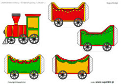kalendarz adwentowy dla dzieci - Boże Narodzenie - świąteczny pociąg - arkusze do wydruku