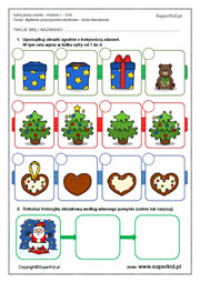 karta pracy klasa 1 Boże Narodzenie - myślenie przyczynowo-skutkowe - historyjki obrazkowe