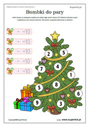 matematyka klasa 1 - dodawanie do 10 - Boże Narodzenie - łamigłówka dla uczniów