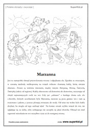 arkusz do wydruku dla dzieci - Marzanna - kolorowanka i opis ludowego obrzędu 