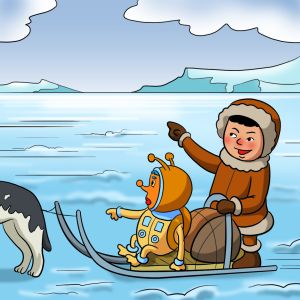 Kofenek poznaje planetę Ziemię - Ilustracja do odcinka 36: Połów – Polowanie na Grenlandii