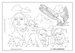 kolorowanka - Ameryka - Mount Rushmore - prezydenci