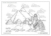 kolorowanka  - Afryka - Beduinka - piramidy w Gizie - Egipt