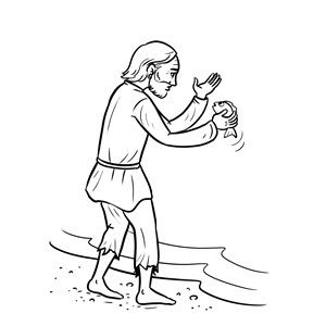 ilustracja do lektury Bajka o rybaku i złotej rybce
