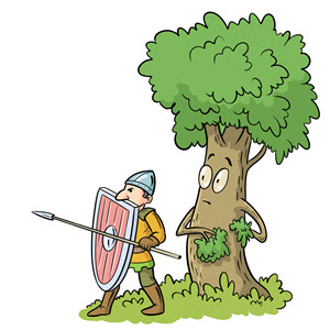 Łamigłówki dla pierwszoklasisty - Ochrona przyrody - rycerz broniący drzewa