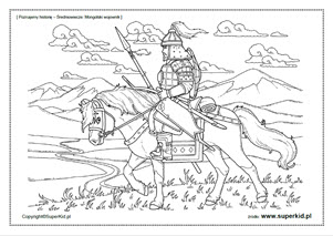 kolorowanka - Poznajemy historię - Średniowiecze - Mongolski wojownik