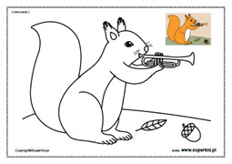 kolorowanka 3-4 l. - instrumenty - wiewiórka grająca na trąbce