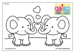 kolorowanka - zakochane słonie