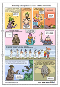 Komiks historyczny dla dzieci - materiał dla klas 5 - Czarna śmierć w Europie - średniowieczna epidemia dżumy
