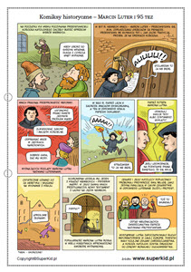 Komiks historyczny dla dzieci - materiał dla klas 6 - Marcin luter i jego 95 tez