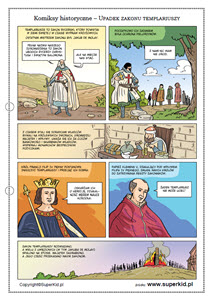 Komiks historyczny dla dzieci - materiał dla klas 5 - Upadek zakonu templariuszy