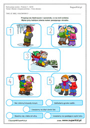 karta pracy ucznia - edukacja polonistyczna klasa 1 - czytanie ze zrozumieniem, bezpieczeństwo podczas ferii zimowych