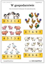 liczby do 9 - liczenie elementów - zwierzęta hodowlane