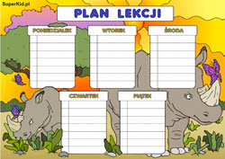 przydatne arkusze - plan lekcji dla ucznia - motyw: Afryka, nosorożce