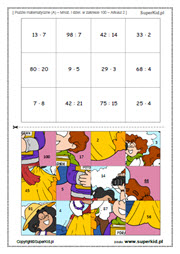 matematyka klasa 3 - puzzle matematyczne - mnożenie i dzielenie do 100 - łamigłówka dla uczniów