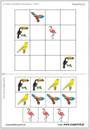 sudoku dla dzieci ptaki - sudoku obrazkowe do druku