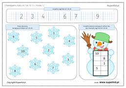Zadanie z matematyki klasa 1 - Porządkowanie liczb do 10 - Zima