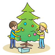 Łamigłówki dla pierwszoklasisty - Boże Narodzenie - Dzieci ubierają choinkę