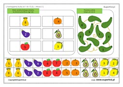 Zadanie z matematyki klasa 1 - Porządkowanie liczb do 10 - Owoce i warzywa