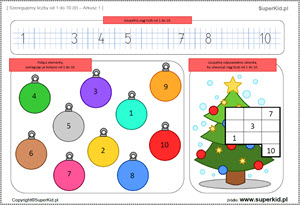 Zadanie z matematyki klasa 1 - Porządkowanie liczb do 10 - Boże Narodzenie