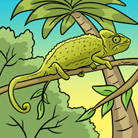 Kofenek poznaje planetę Ziemię - Ilustracja do odcinka 105: Bogactwa wyspy – Kameleon