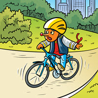 Kofenek poznaje planetę Ziemię - Ilustracja do odcinka 139: Rowerowa wycieczka – Kofenek na rowerze