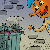 Kofenek poznaje planetę Ziemię - Ilustracja do odcinka 143: Szary podróżnik – Rozmowa ze szczurem