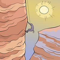 Kofenek poznaje planetę Ziemię - Ilustracja do odcinka 152: Zgrana ekipa – Wspinacz w kanionie