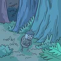 Kofenek poznaje planetę Ziemię - Ilustracja do odcinka 153: Znowu razem – Kofenek i notesik w lesie