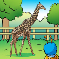 Kofenek poznaje planetę Ziemię - Ilustracja do odcinka 62: Zoo – Żyrafa w ogrodzie zoologicznym