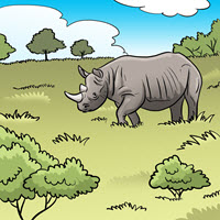 Kofenek poznaje planetę Ziemię - Ilustracja do odcinka 92: Sąsiedzi – Nosorożec