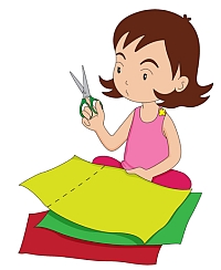 wycinanki - szablony - dziewczynka wycina nożyczkami