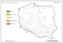 kolorowanki - Polska: Ukształtowanie terenu