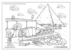 kolorowanka - Poznajemy historię - starożytny Egipt - budowa piramidy