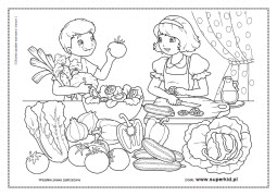 kolorowanka - Warzywa w kuchni