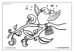 kolorowanka - ptaszek śpiewa