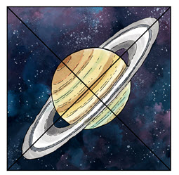 elementy do lapbooka - kwadrat - kosmos - saturn